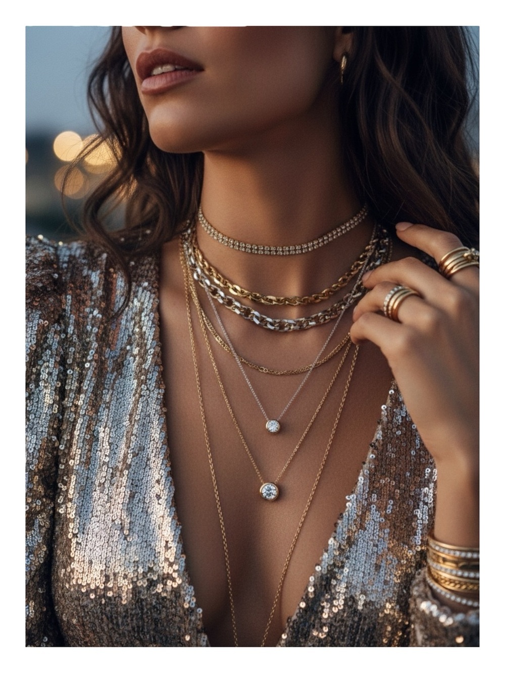 new Lassaire ☺︎︎ Bezel Set Simulated Diamond Necklace ☺︎︎ 18K Gold Plated 925 SS - Picture 15 of 16